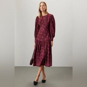 Derek Lam Midi Paisley Keyhole Detail Dress Size 44 / 8 Prairie Cottagecore